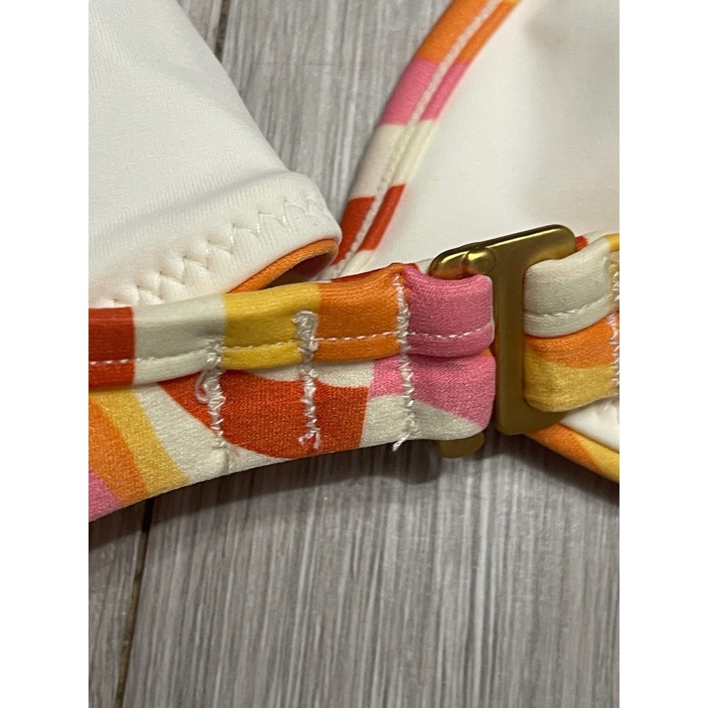 L Space Y2K Retro Swirl Print Bikini Top Pastel Orange Pink Adjustable Strap - Picture 3 of 12